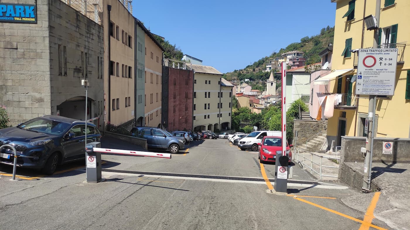 Entrance to the parking area in Riomaggiore
